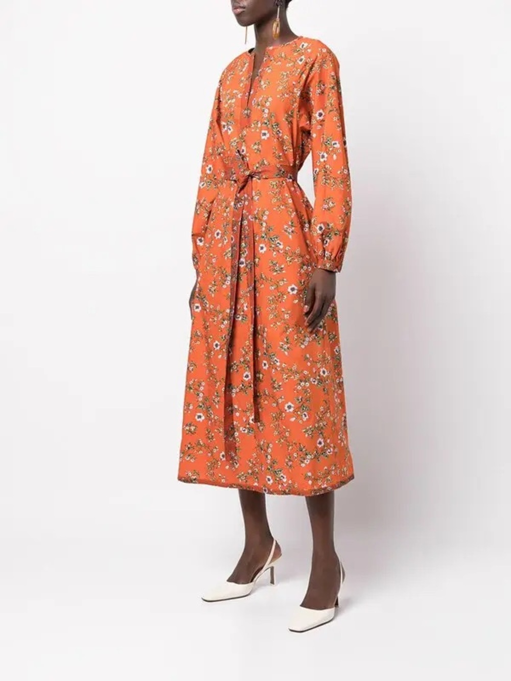 Tory Burch  Orange printed tie- Sleeve tunic dress ( no including the self-belt🦋 - Picture 2 of 8